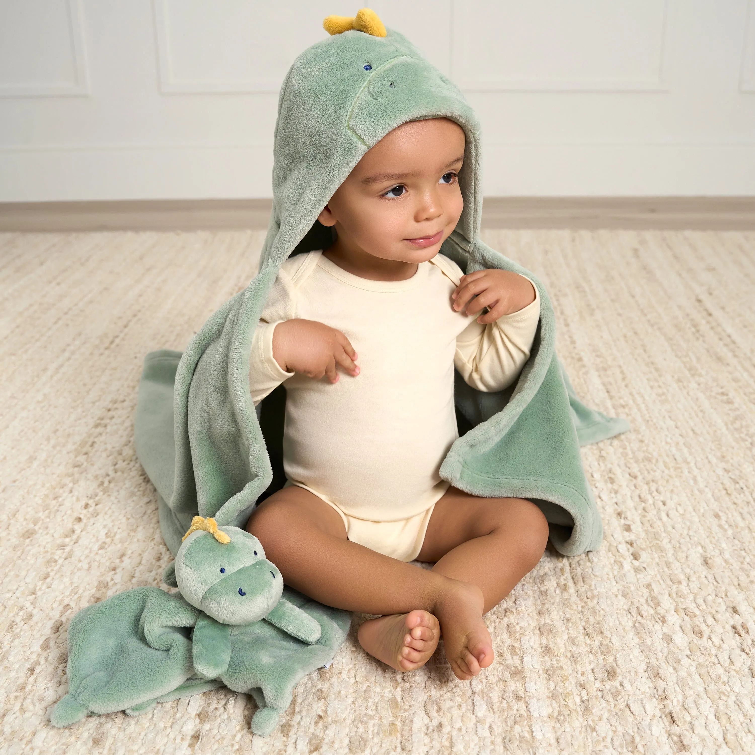 2-Piece Dino Hooded Wearable Blanket & Security Blanket Set