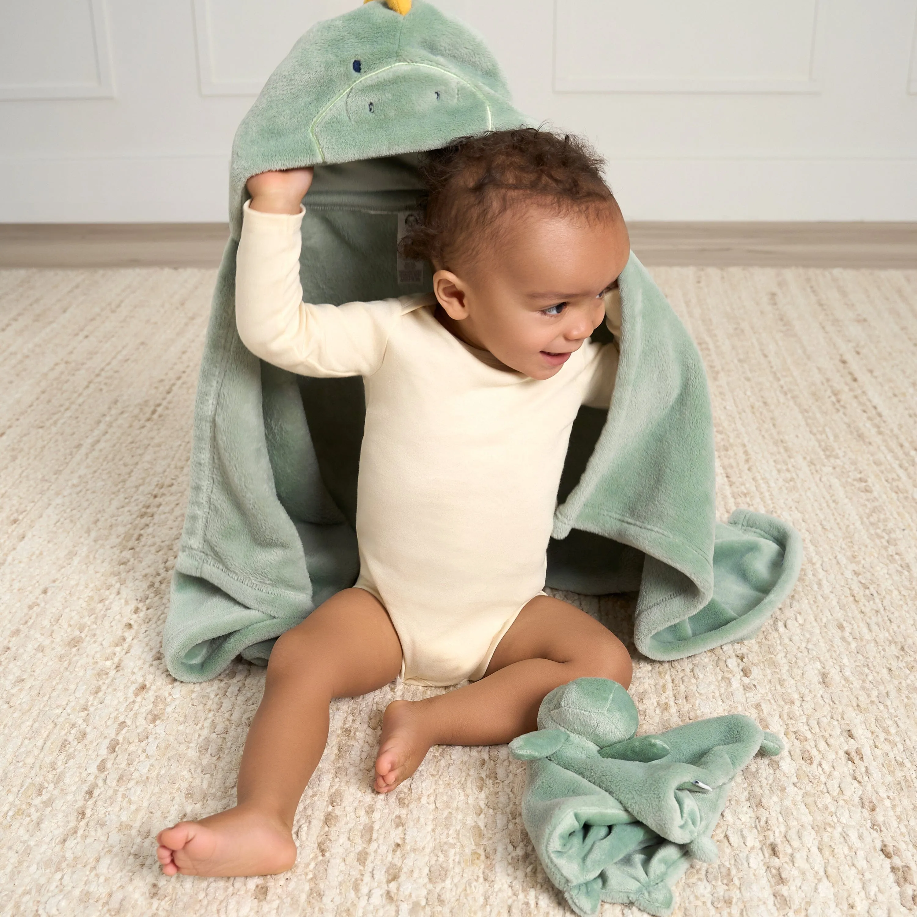 2-Piece Dino Hooded Wearable Blanket & Security Blanket Set