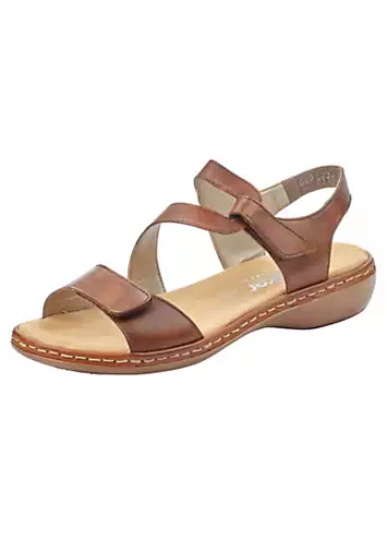 659C7 Ladies Brown Hook & Loop Sandals by Rieker | Look Again