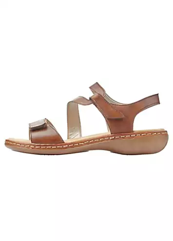 659C7 Ladies Brown Hook & Loop Sandals by Rieker | Look Again