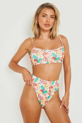 Abstract Multi Scoop High Waist Bikini Set