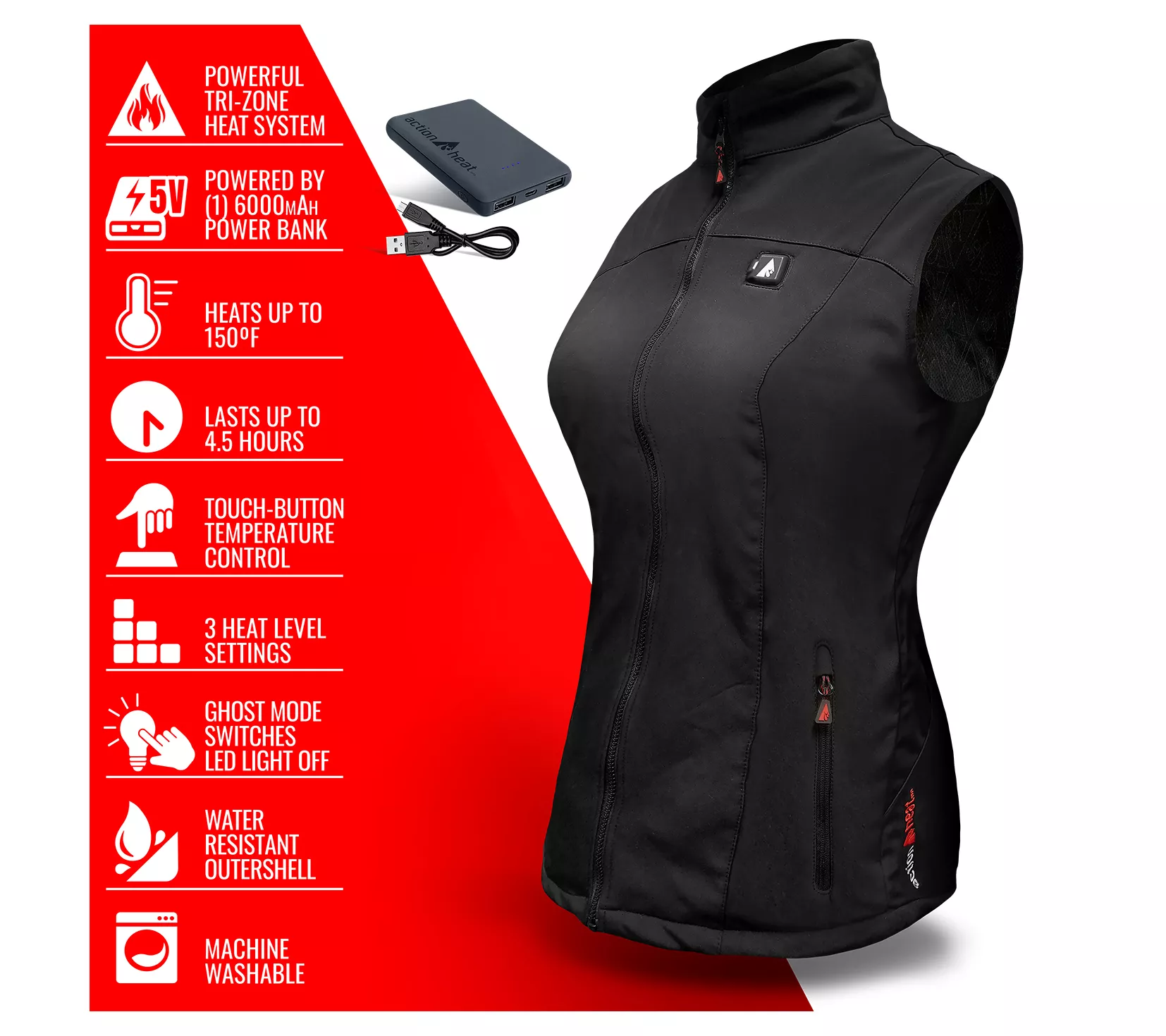 ActionHeat Women's 5V Battery Heated Softshell Vest