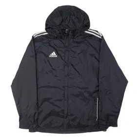 ADIDAS Mens Windbreaker Jacket Black Nylon Hooded 2XL