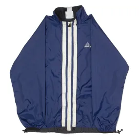 ADIDAS Mens Windbreaker Jacket Blue Nylon 90s Striped M