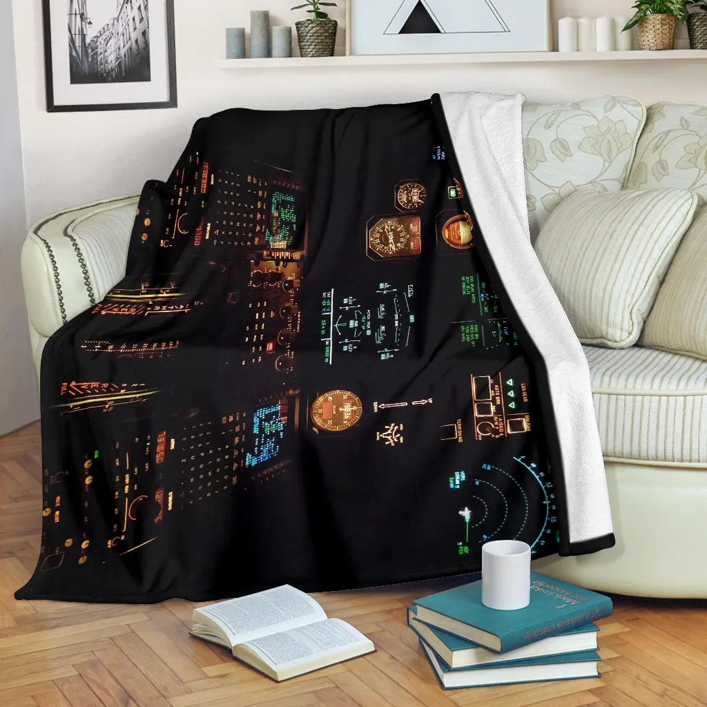 Airplane Cockpit Instrument Panel Premium Blanket