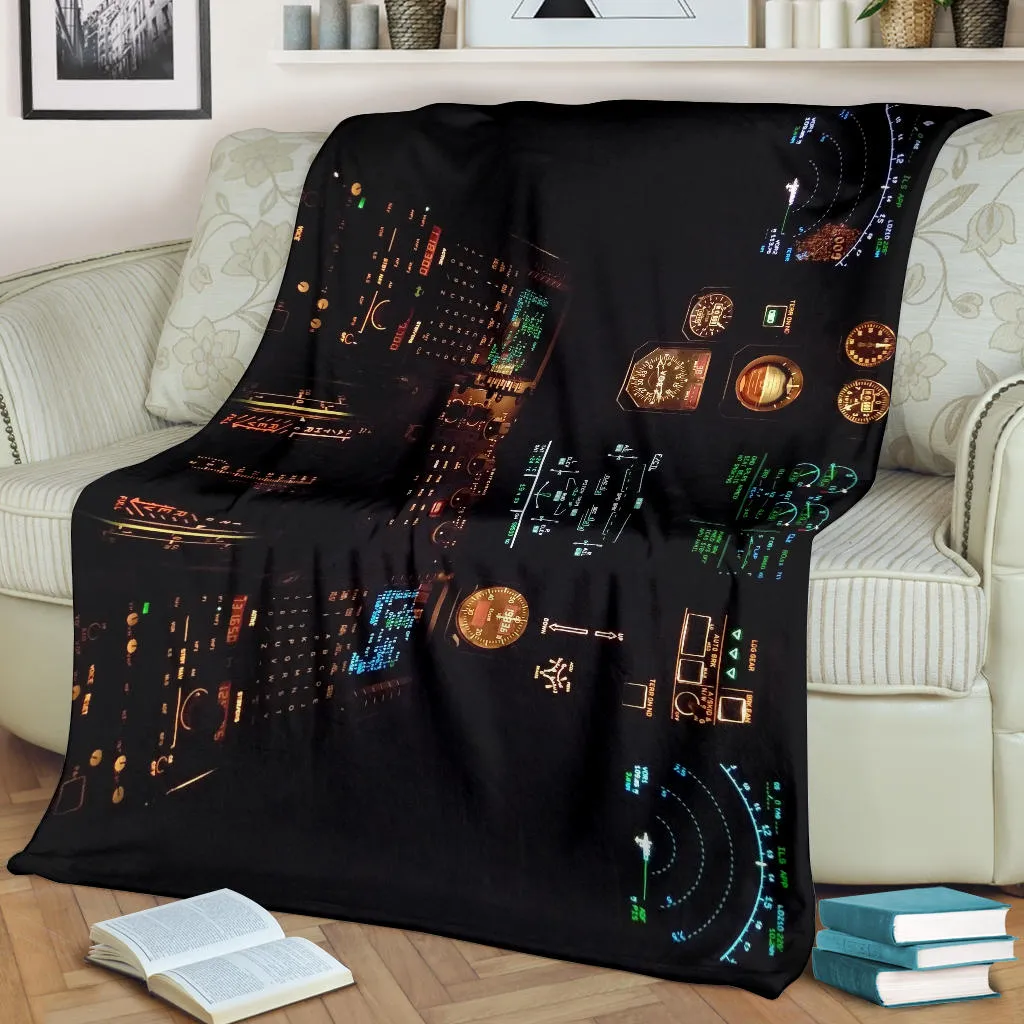 Airplane Cockpit Instrument Panel Premium Blanket