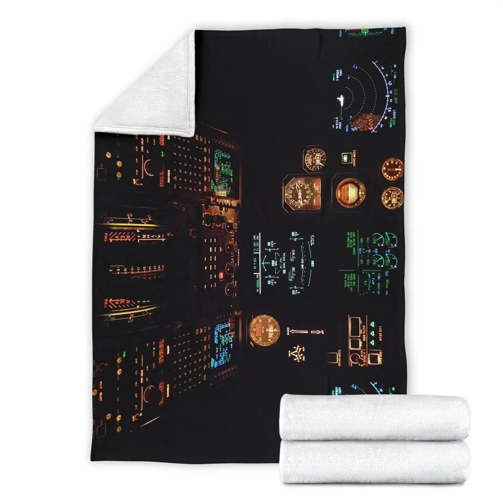 Airplane Cockpit Instrument Panel Premium Blanket