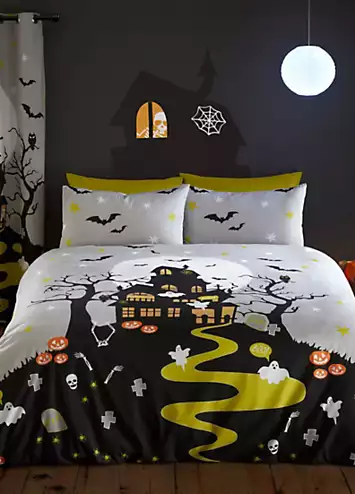 Bedlam Haunted House Glow In The Dark Halloween Duvet Cover Set | Kaleidoscope