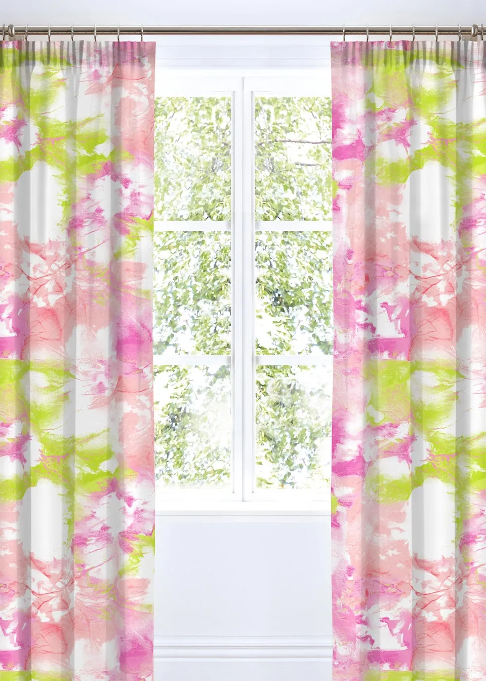 Bedlam Tye Dye Pink Pencil Pleat Curtains