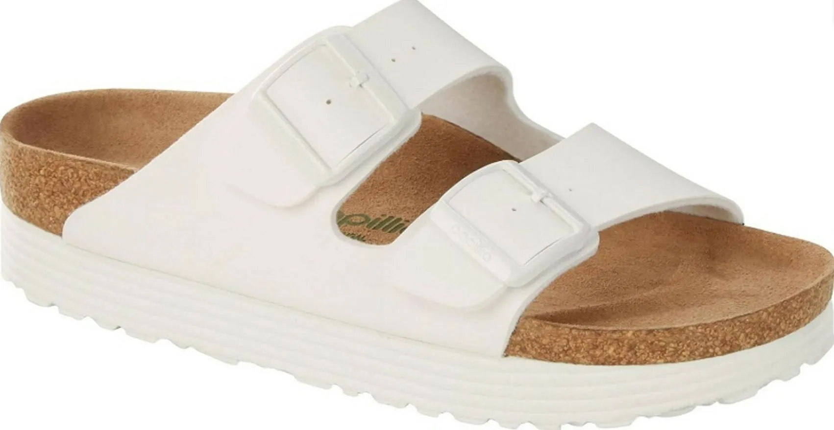 Birkenstock Arizona Vegan Plateau Platform Mocca White Black Sandals Slides High