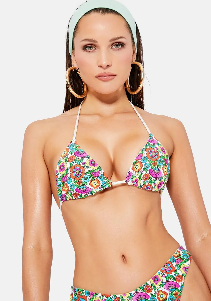 Blair 60's Floral Reversible Bikini Top-