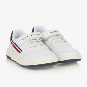 Boys White Logo Striped Trainers