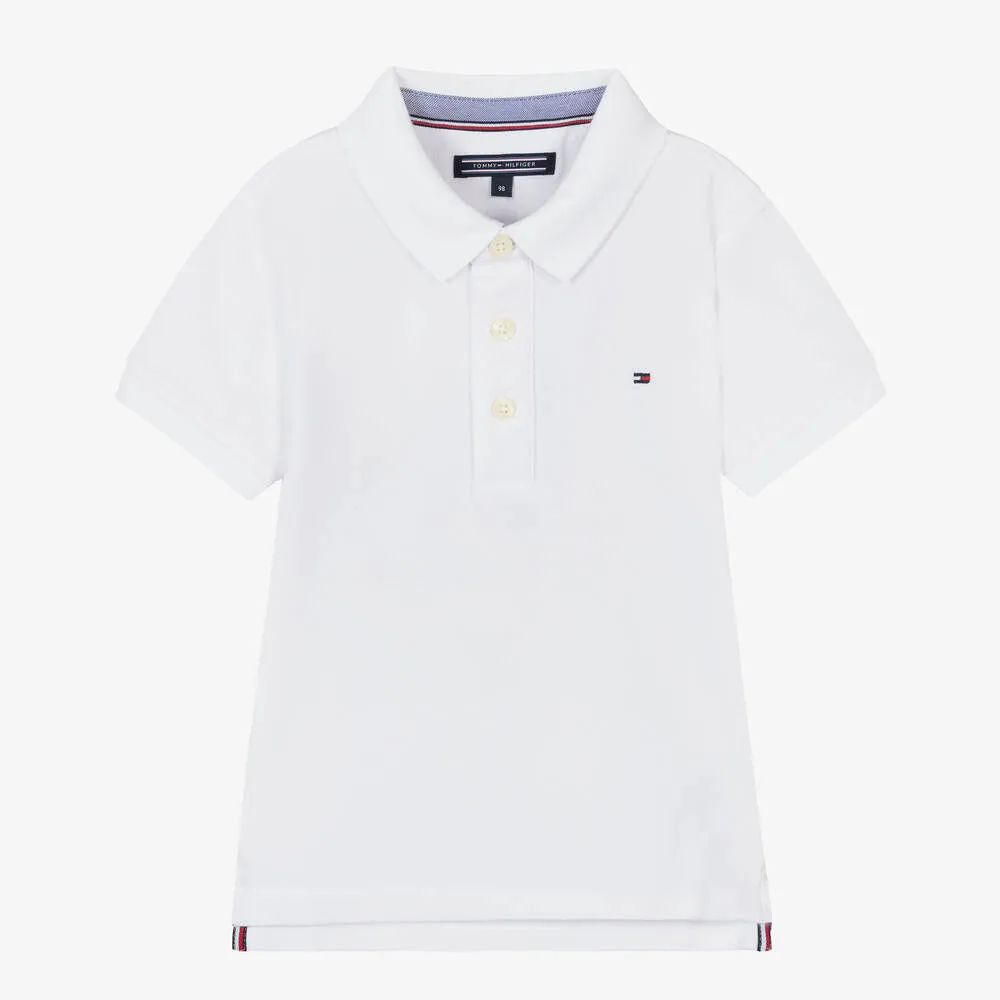 Boys White Organic Cotton Polo Shirt