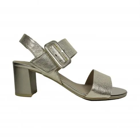 Caprice 28306 42 959 | Platin Metal Grained Leather | Womens Heeled Sandals