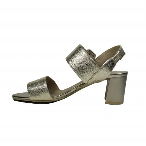 Caprice 28306 42 959 | Platin Metal Grained Leather | Womens Heeled Sandals