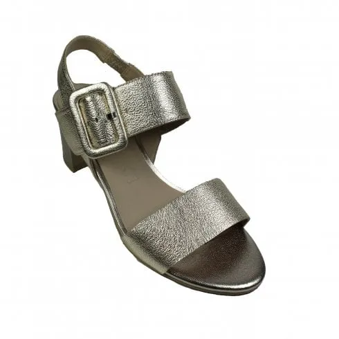 Caprice 28306 42 959 | Platin Metal Grained Leather | Womens Heeled Sandals