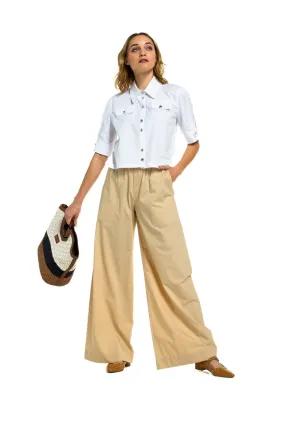 Caroline Biss WIDE POPLIN TROUSERS