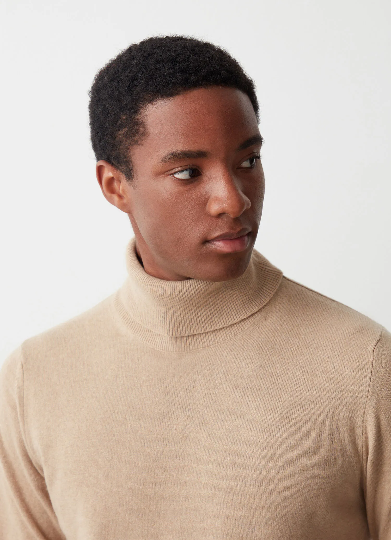 Cashmere-blend stockinette-stitch polo-neck-