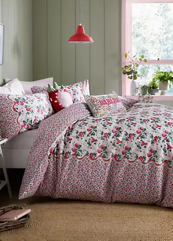 Cath Kidston Strawberry 100% Cotton Percale 180 Thread Count Duvet Cover Set | Kaleidoscope