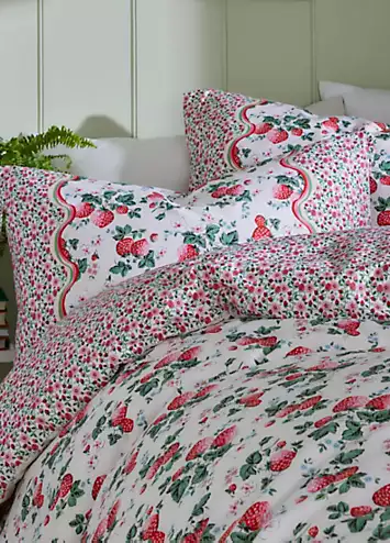 Cath Kidston Strawberry 100% Cotton Percale 180 Thread Count Duvet Cover Set | Kaleidoscope