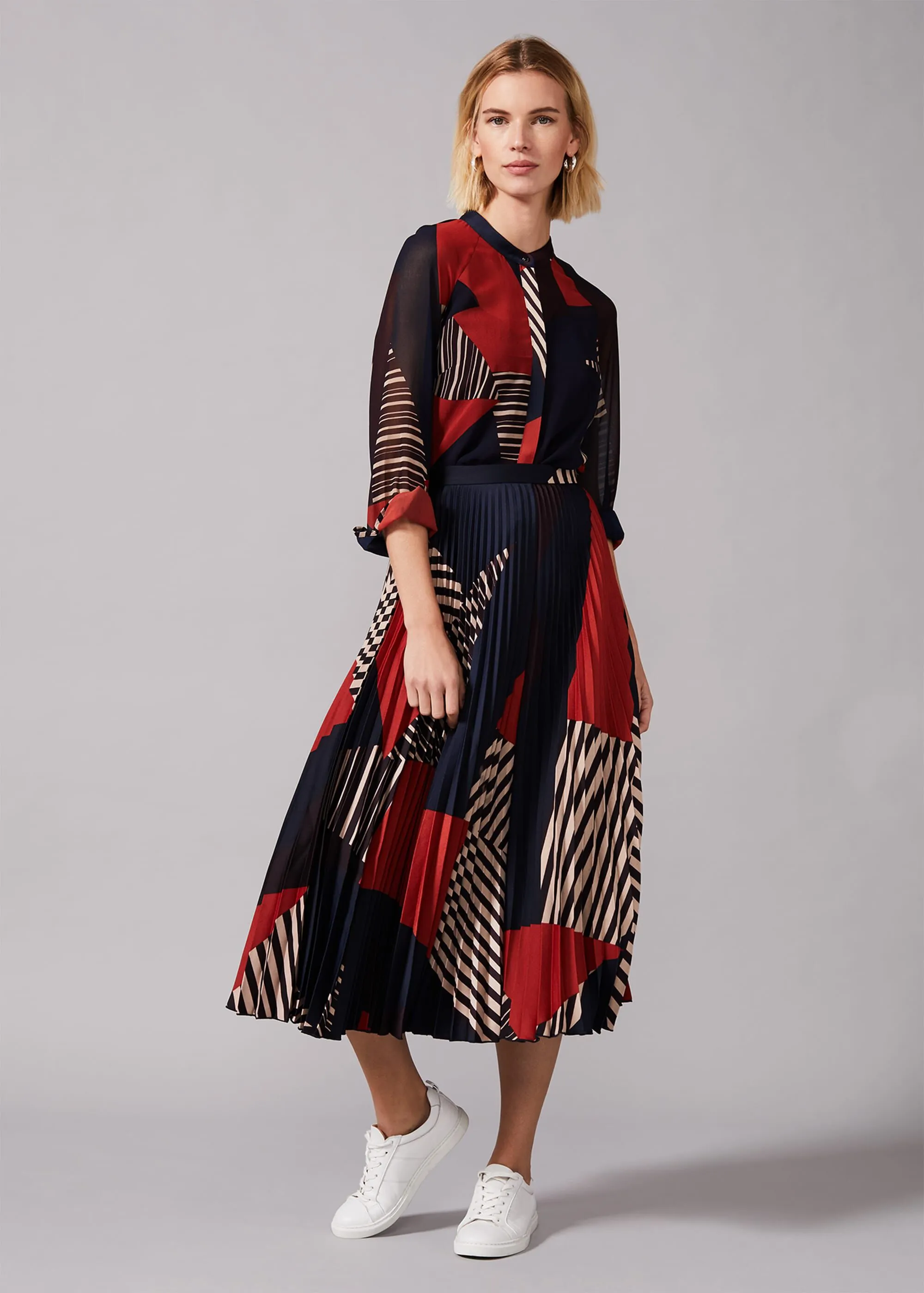 Clarice Print Pleated Skirt