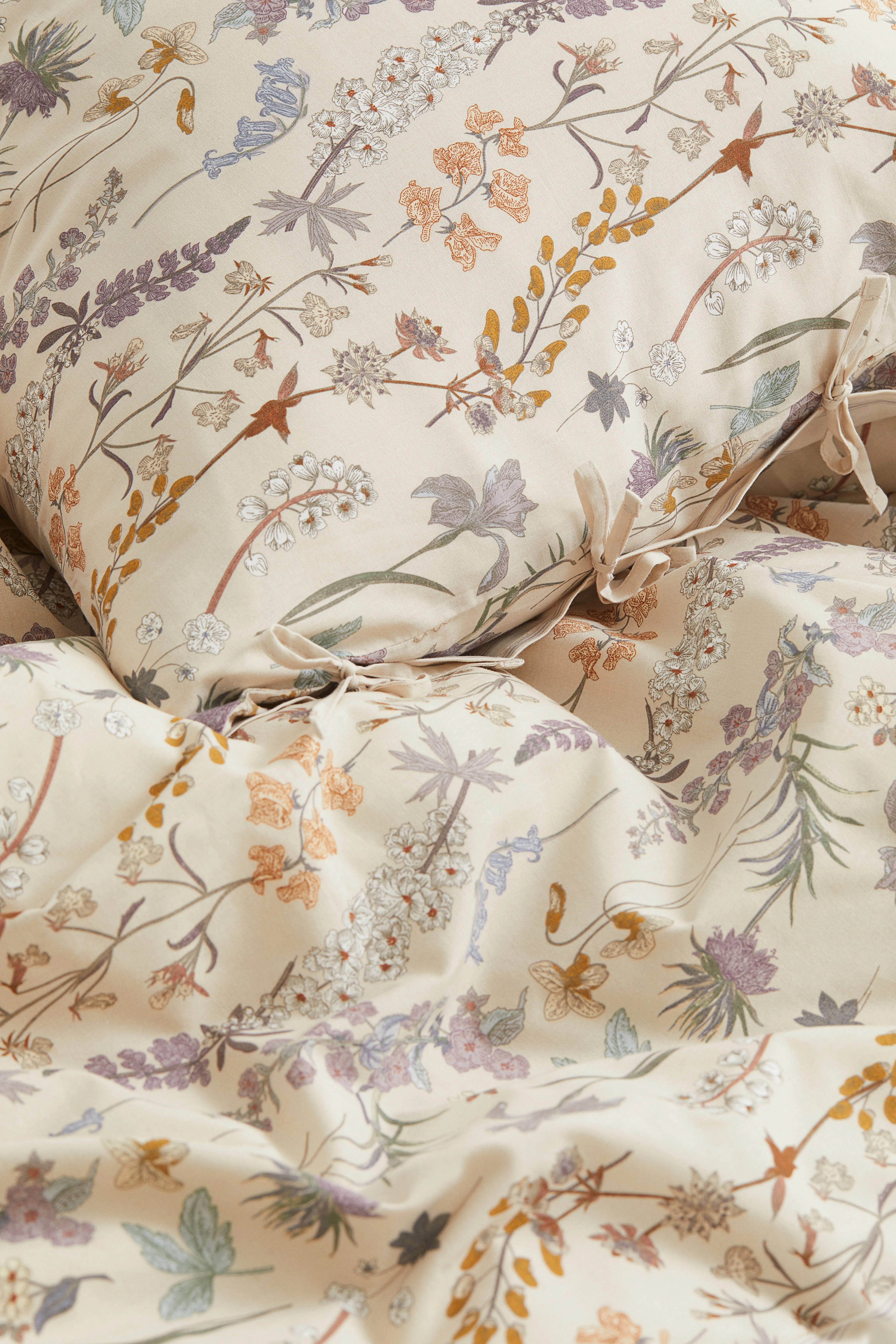 Cotton single duvet cover set - Light beige/Floral - Home All | H&M GB