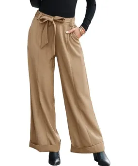 Cupshe Women's Camel Wide Leg Trousers