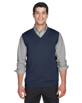 Devon & Jones Blue D477 Men Adult Unisex V-Neck Vest