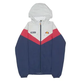 ELLESSE Mens Windbreaker Jacket Blue Nylon Hooded Chevron S