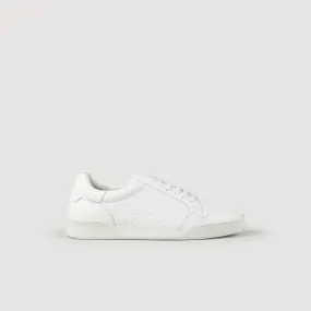 Embossed square cross leather sneakers