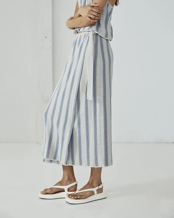 Fang Skirt - Grey/Blue Stripes