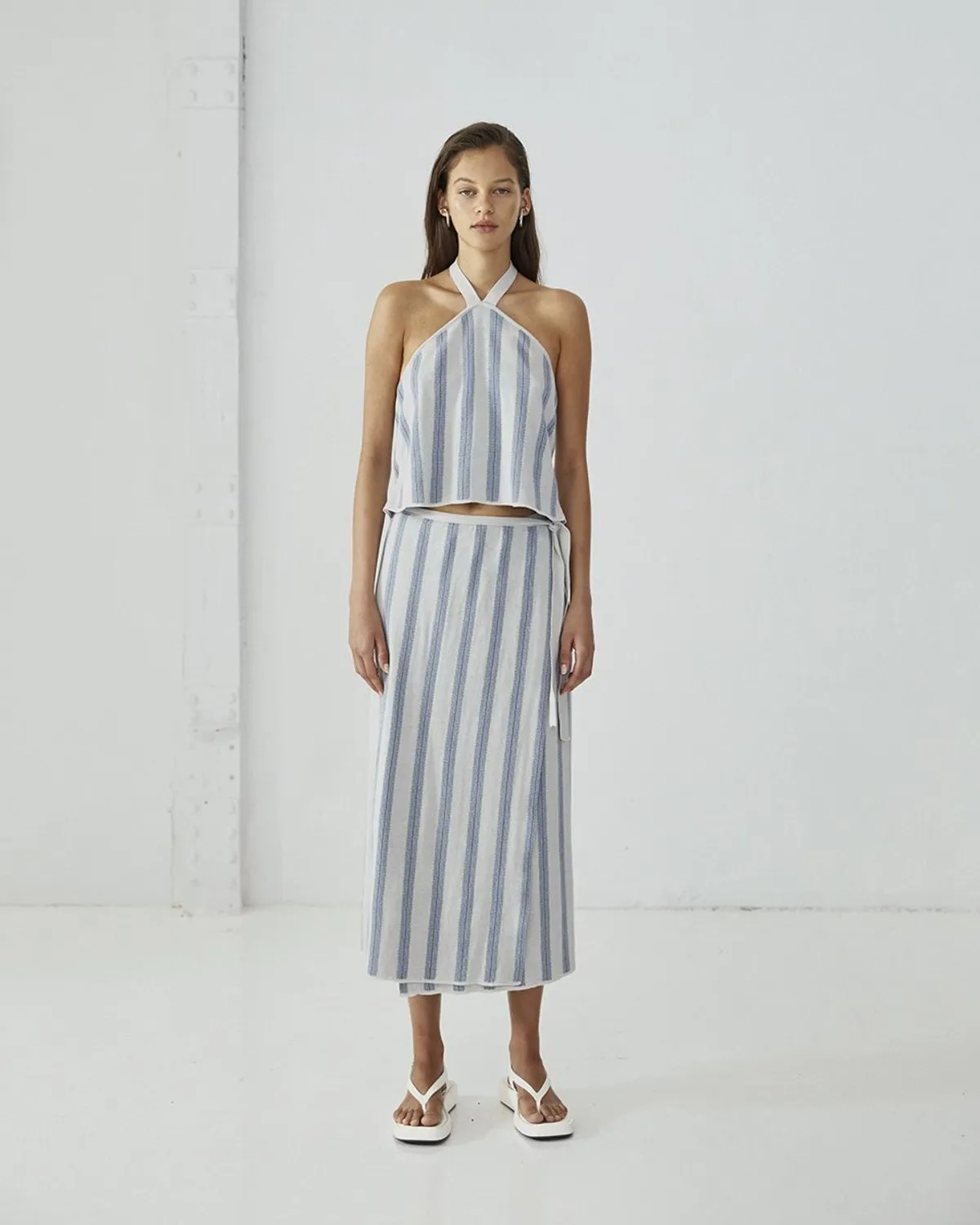 Fang Skirt - Grey/Blue Stripes