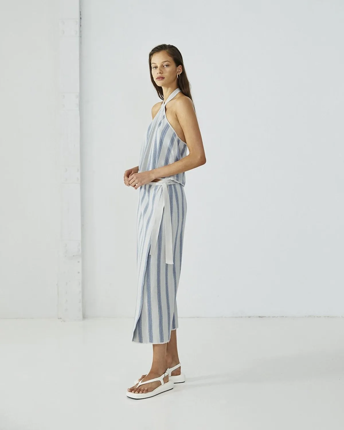 Fang Skirt - Grey/Blue Stripes