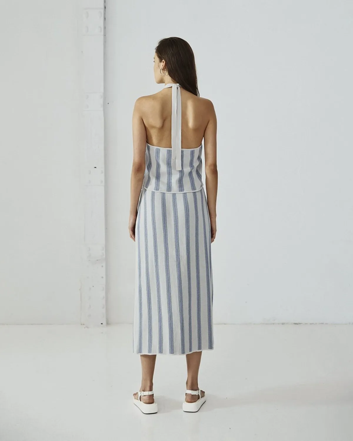 Fang Skirt - Grey/Blue Stripes