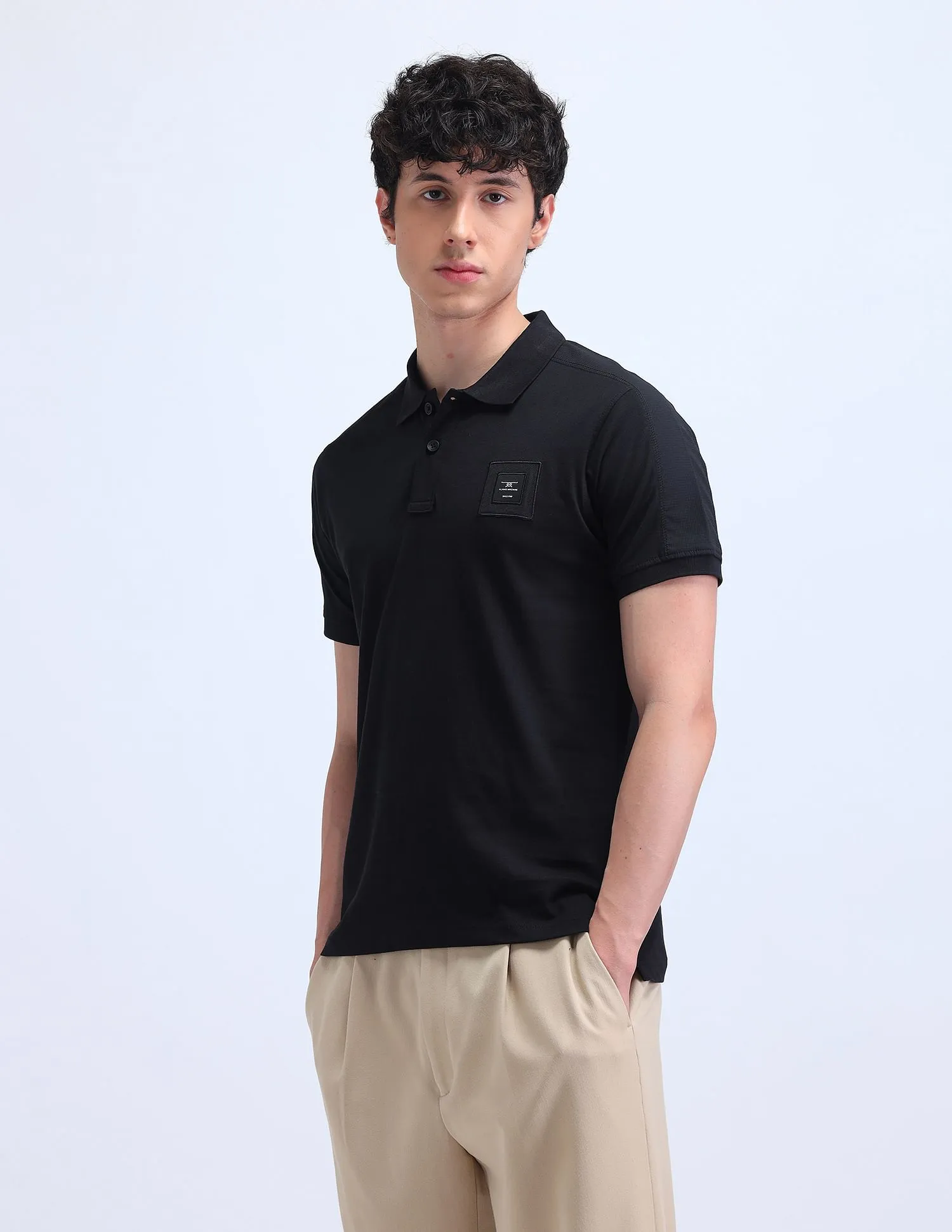 Flying Machine Solid Cotton Polo Shirt