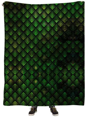 Galactic Dragon Scale Green Plush Blanket