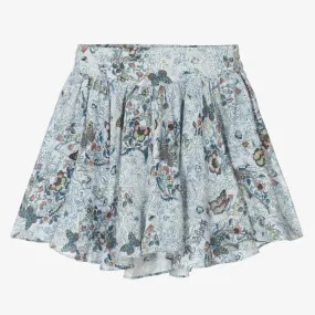 Girls Blue Floral Skirt