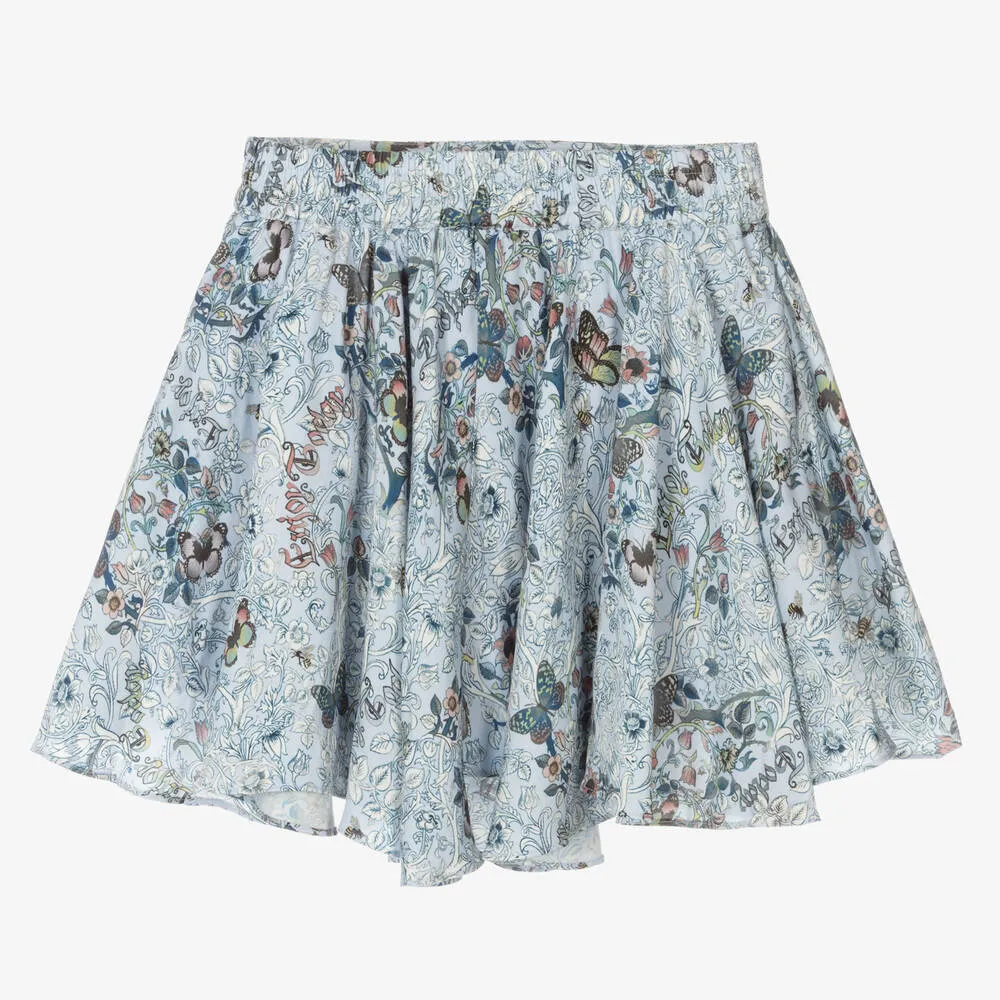 Girls Blue Floral Skirt