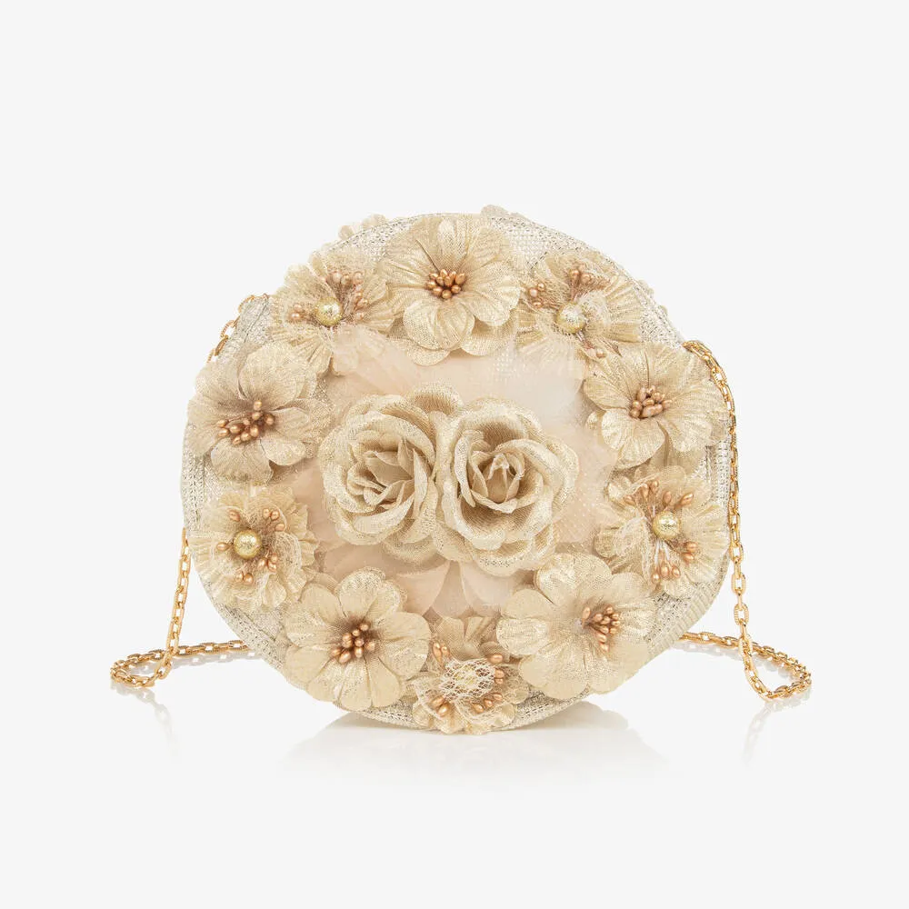 Girls Gold Flower Shoulder Bag (18cm)