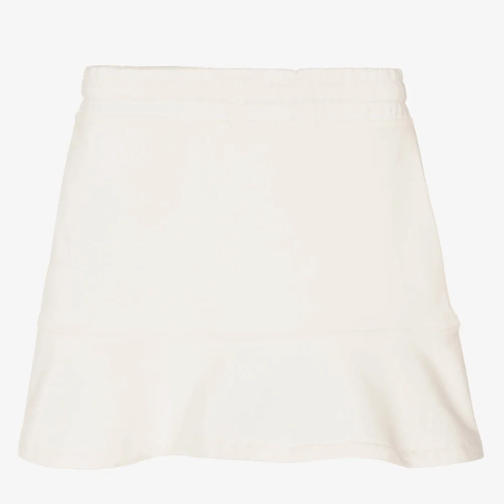 Girls Ivory Cotton Logo Skirt