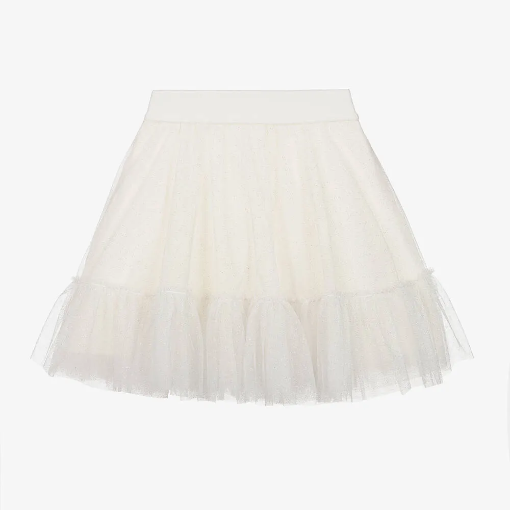 Girls Ivory Glitter Tulle Skirt