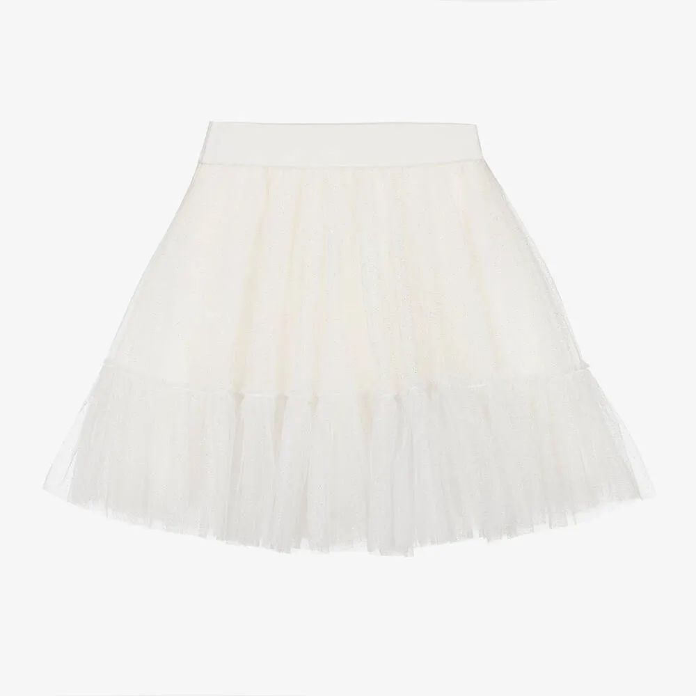 Girls Ivory Glitter Tulle Skirt