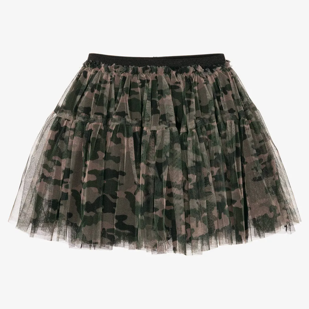 Green Tulle Camouflage Skirt