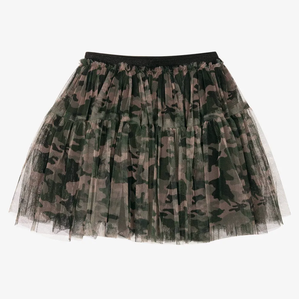 Green Tulle Camouflage Skirt