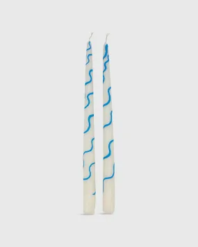 Hand-Painted Taper Candles (Set of 2) in Blue