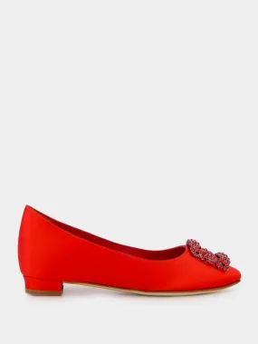 Hangisi Red Satin Flats