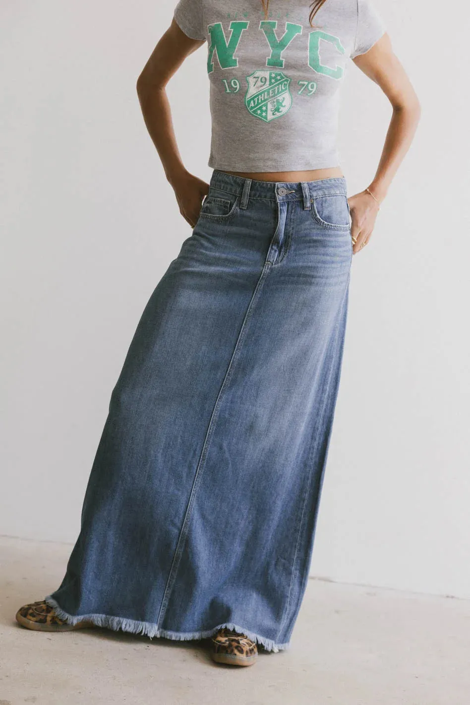 Heather Denim Maxi Skirt