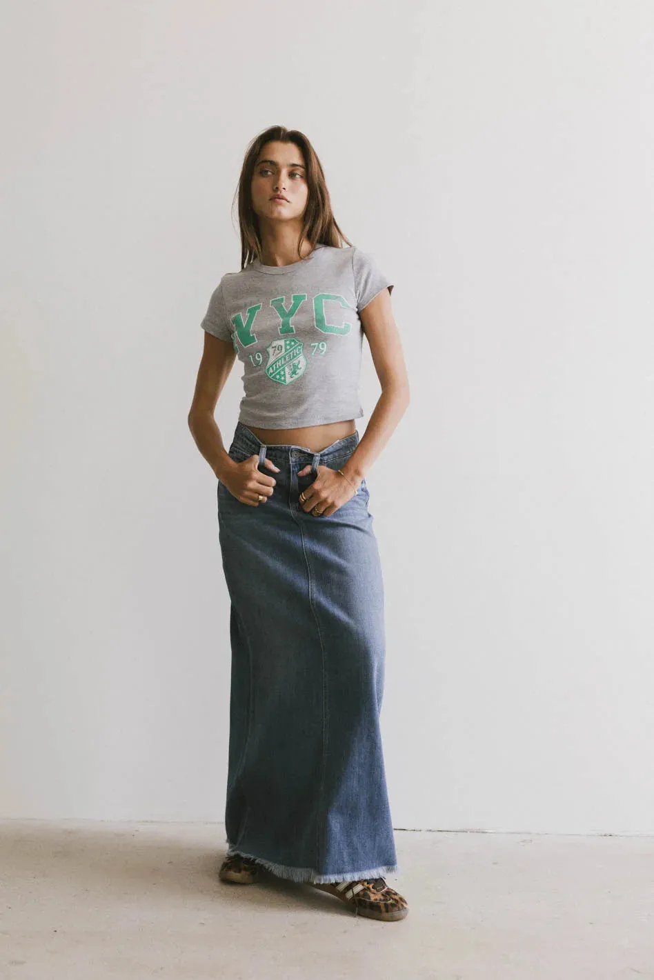 Heather Denim Maxi Skirt