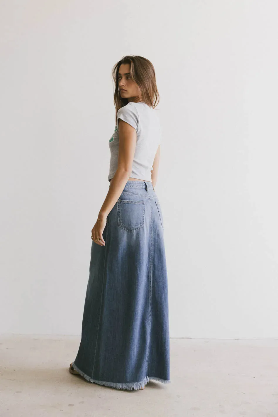 Heather Denim Maxi Skirt