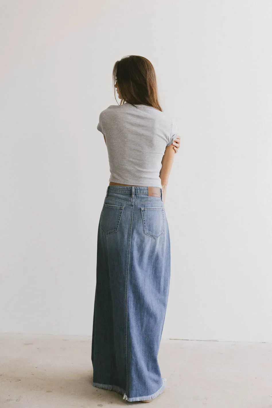 Heather Denim Maxi Skirt